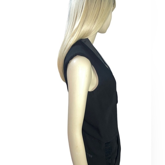 Maje Jumpsuit Elfie Tuxedo Plunging V Neck Black Satin Trim - Picture 10 of 14